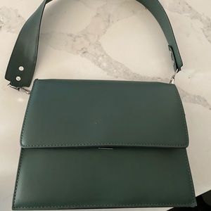 Green faux leather purse